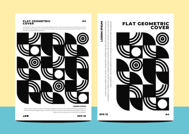 flat geometric covers for annual report flyer book cover template layout in a4 size