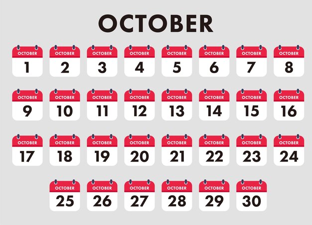 flat icon calendar october vector flat daily calendar icon day and month