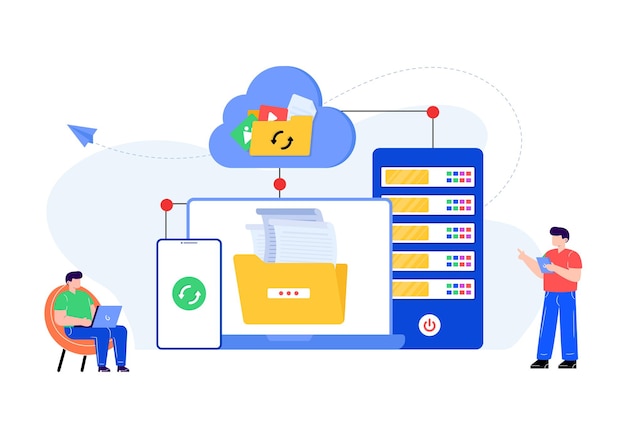 Flat illustration of data storage editable vector