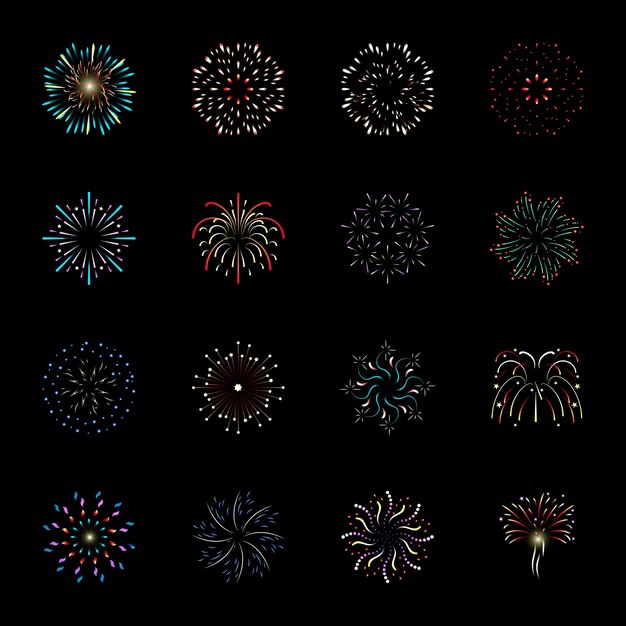 Flat Illustrations of Fireworks
