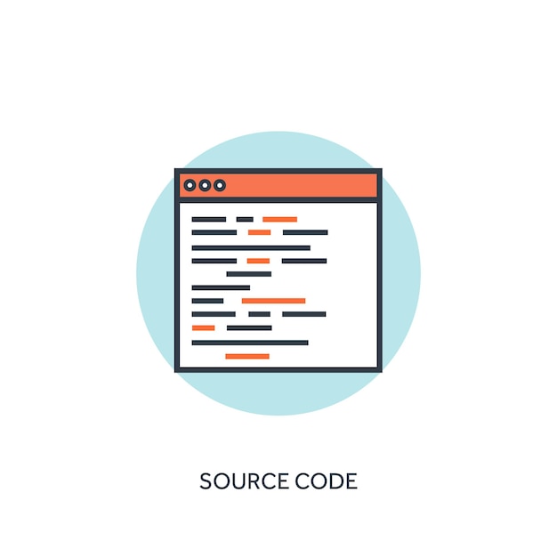 Flat lined document with code Coding programming