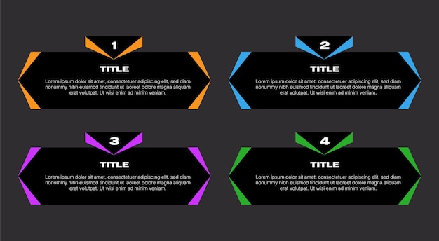 flat minimalist dark mode infographic steps template