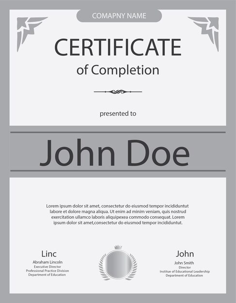 Flat modern certificate template and Certificate of Achievement and Certificate of Completion