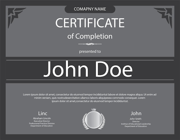 Flat modern certificate template and Certificate of Achievement and Certificate of Completion