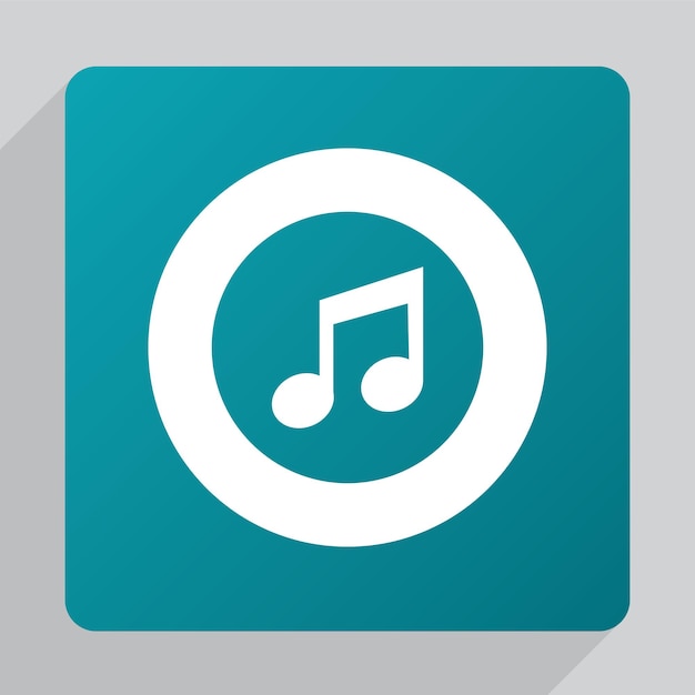 Flat music icon, white on green background