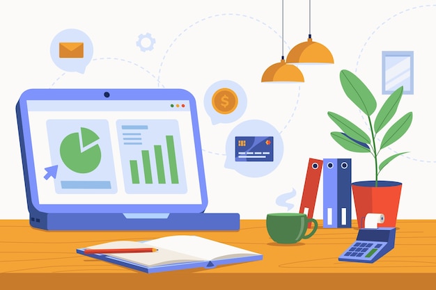 Flat online business background