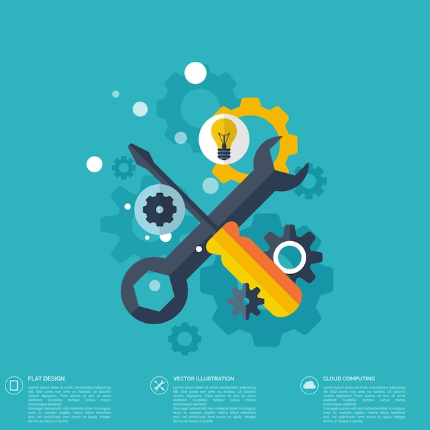Flat repair icon mechanic service concept web site creating