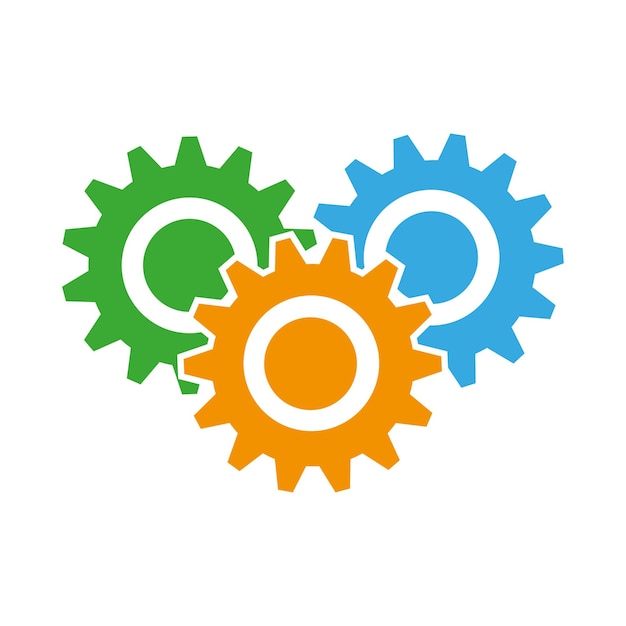 flat set with colored gears technology background cogwheel gear setting symbol vector illustration
