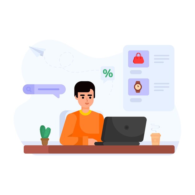 Flat vector denoting shopping counter
