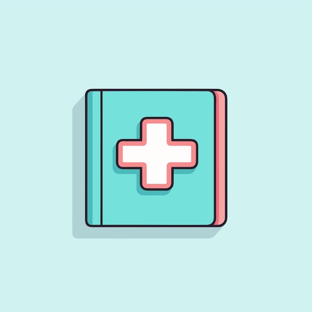 Flat vector icon a red cross icon on a book cover