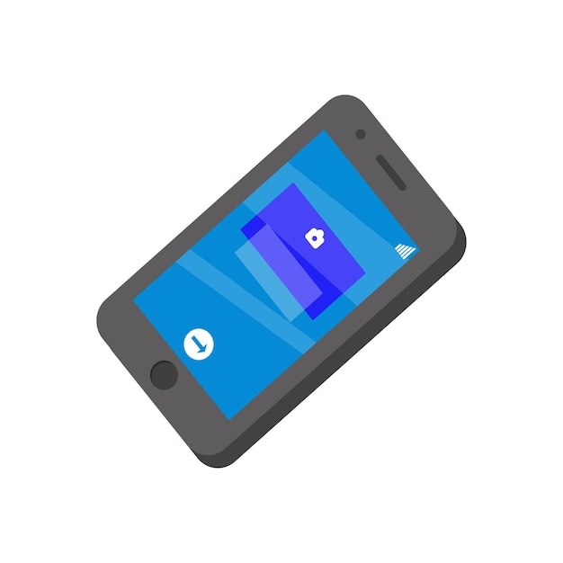 flat vector mobile phone with blue screen smartphone ui illustration