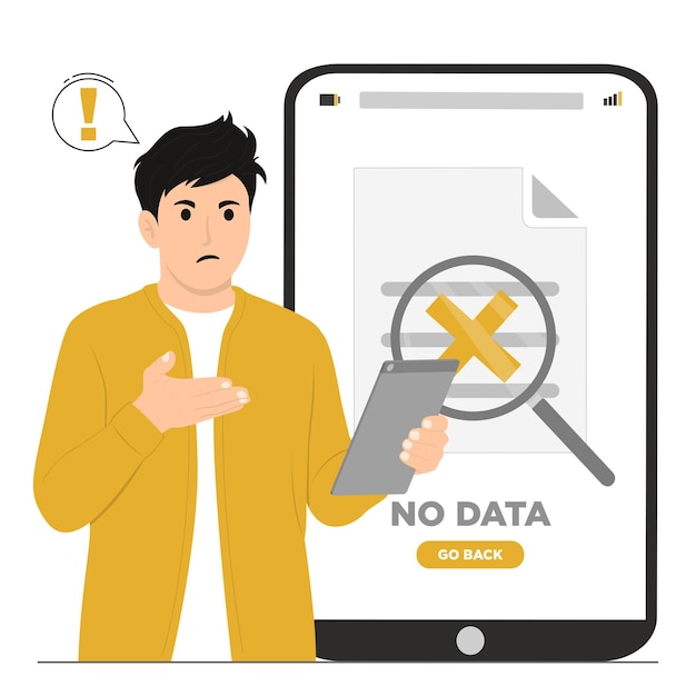 flat vector no data search error landing concept illustration