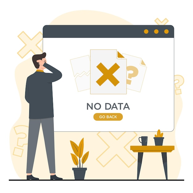 flat vector no data search error landing concept illustration