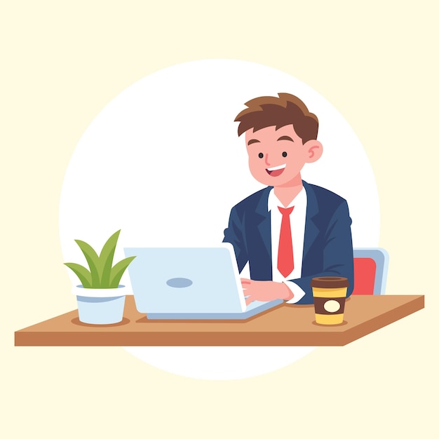 Flat Vector Office Man And Woman Illustration