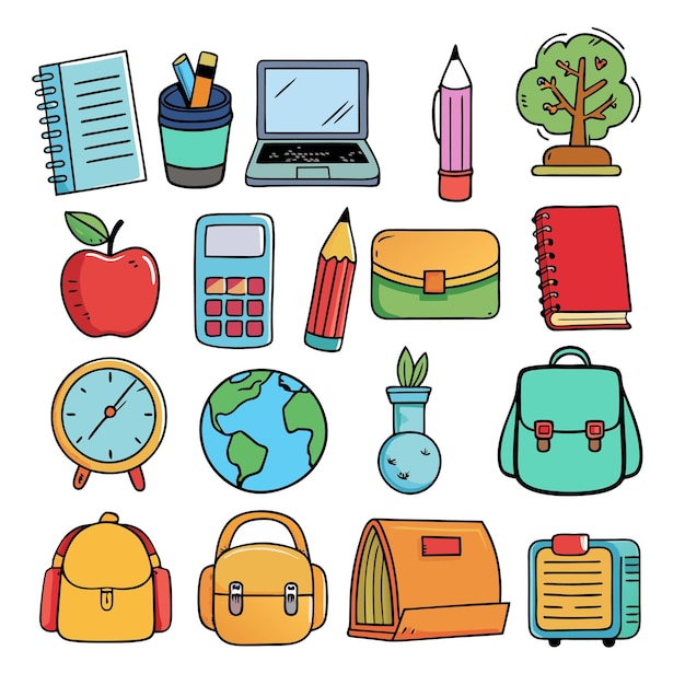Flat vector set of compositions with objects related to education theme Back to school