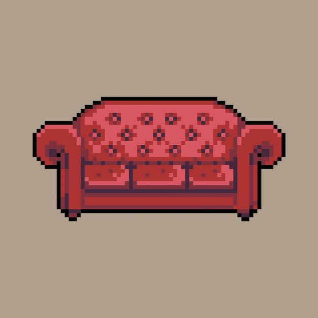 Flexible Editable vector sofa pixel art for game development graphic design website assets
