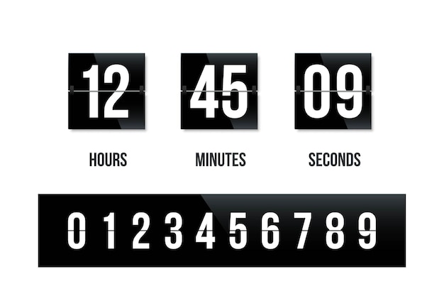 Flip board black clock panel with number countdown