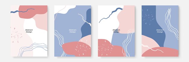 floral background set. abstract creative backgrounds in minimal trendy style with copy space for greeting card or cover presentation design templates. pink blue pastel color social media template