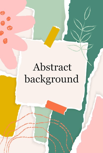 Floral background with torn paper pieces in pastel color scandinavian style