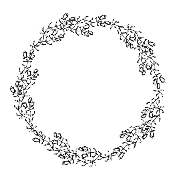 Floral beautiful frame Cute Wreath Vector illustration Hand drawn circle border for design