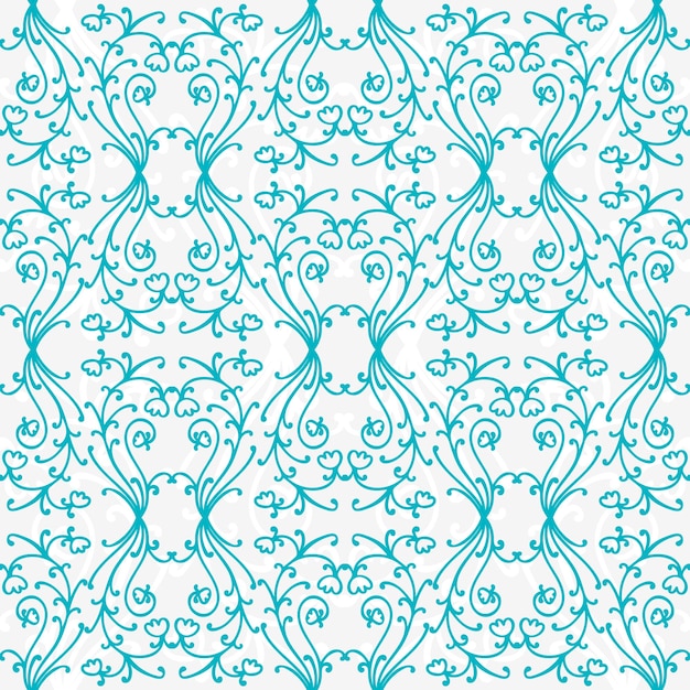 Floral damask seamless pattern with branches and flowers