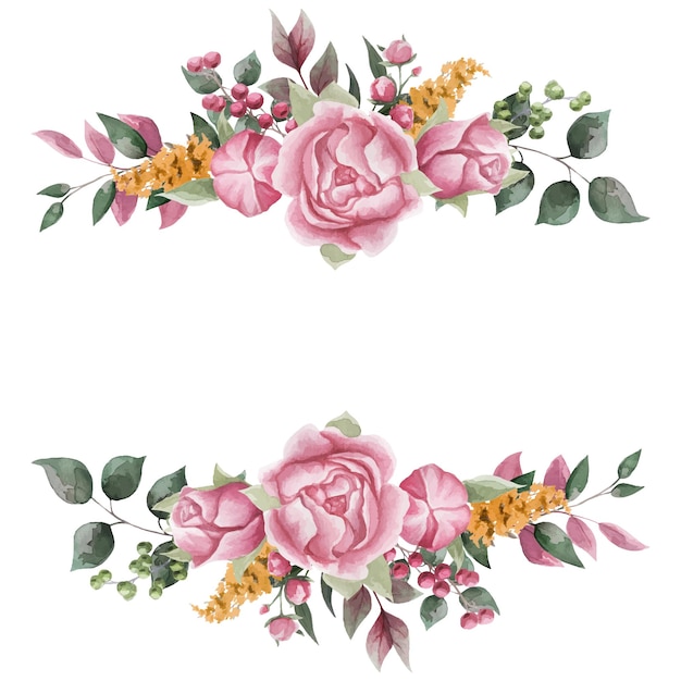 Floral greeting card Watercolor wedding invitation design with peonies bud and leaves