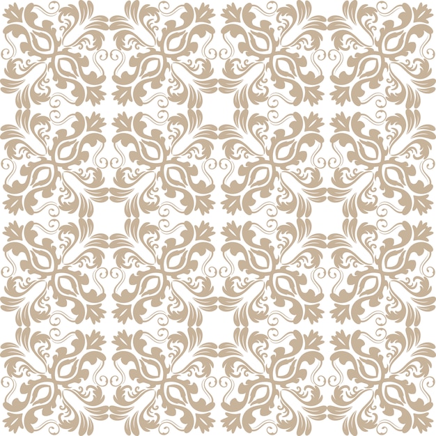 Floral pattern. Wallpaper baroque, damask. Seamless vector background. Brown and white ornament