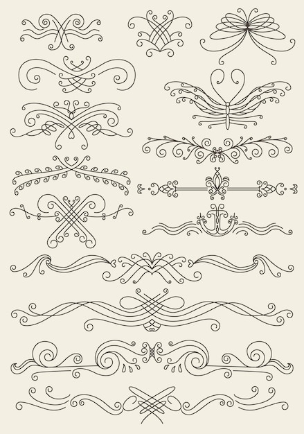 flourish calligraphic design elements set. page decoration symbols to embellish your layout