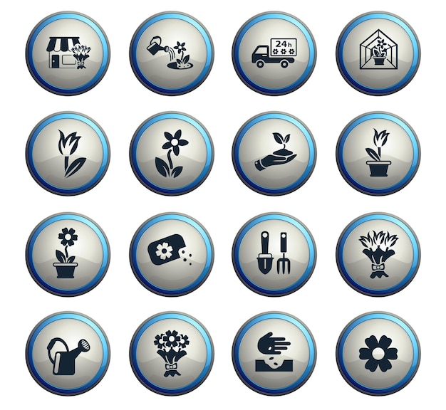 Flowers web icons for user interface design