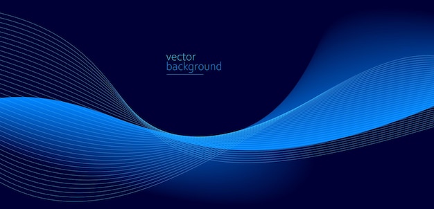 Flowing dark blue curve shape with soft gradient vector abstract background relaxing and tranquil art can illustrate health medical or sound of music