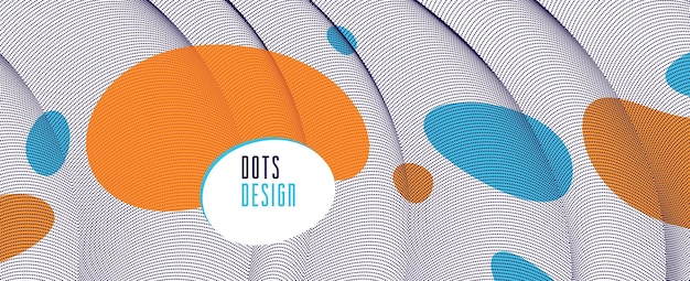 Flowing dots array of dynamic particles in motion, trendy modern style abstract vector background, science and technology future theme template for ads.