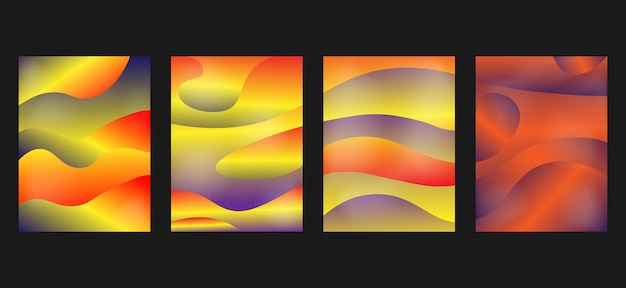 Fluid gradient background set Cute and minimal style posters with colorful liquid color Modern