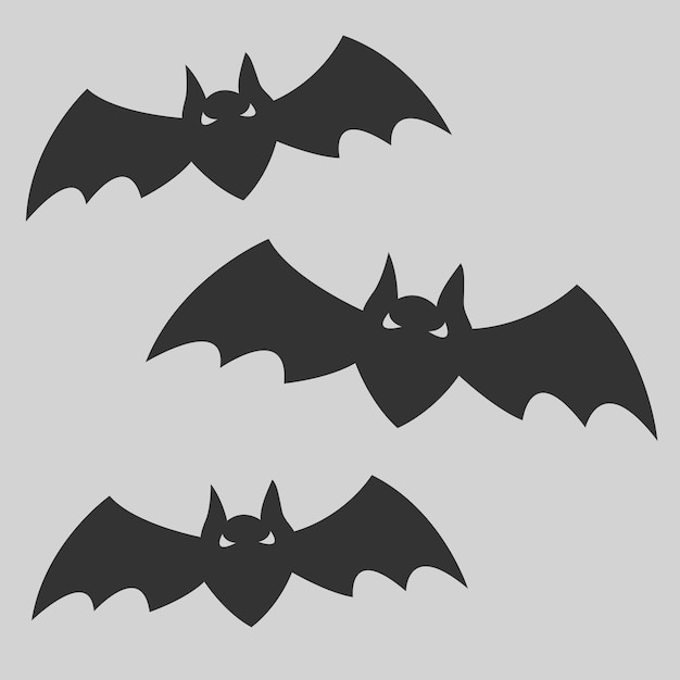 Flying black bat silhouette illustration