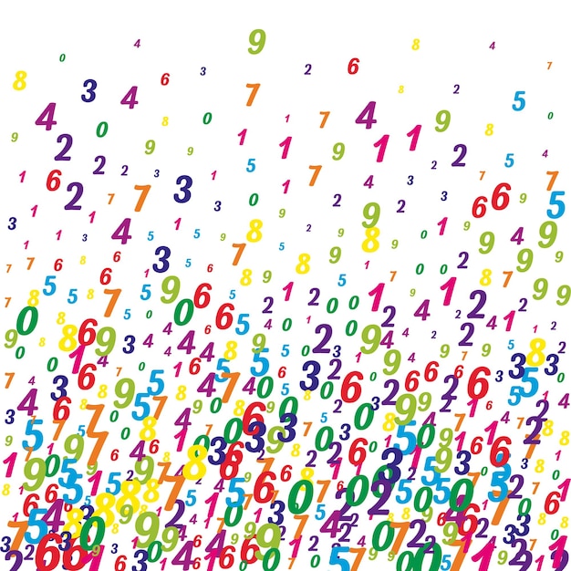 Flying colorful digits and numbers School math