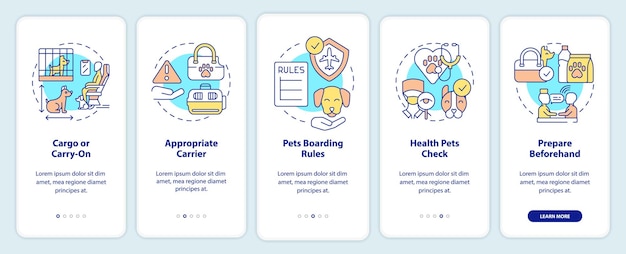 Flying with pets onboarding mobile app screen