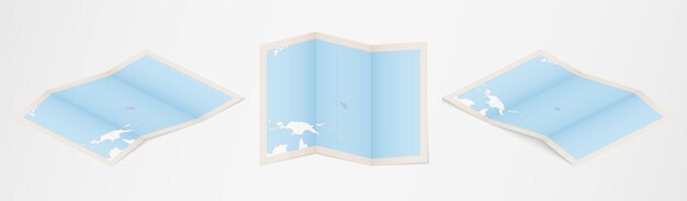 folded map of marshall islands in three different versions.