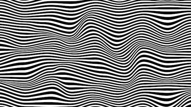 Folded Optical Illusion. Wavy monochrome linear texture. Wavy Striped Background. Vector illustration