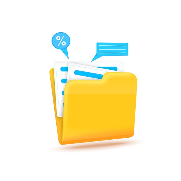 Folder document yellow isolated on white background Digital file organization service or app