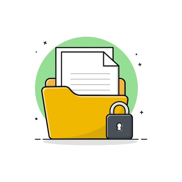 Folder with Document and Lock Vector Illustration Confidential Document Concept Design