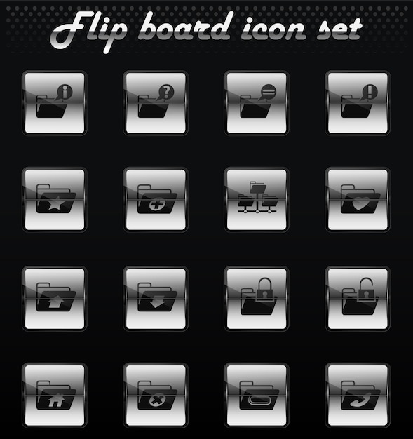 Folders vector flip mechanical icons for user interface design