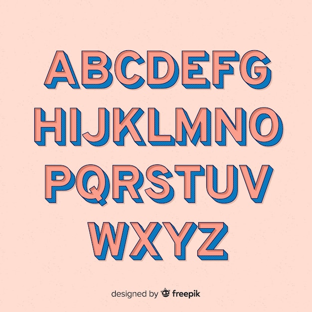 Font alphabet in retro style
