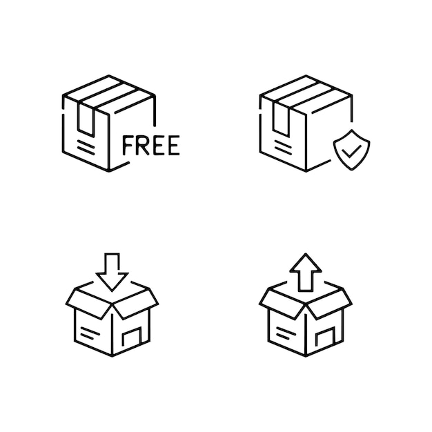 Food delivery Package Delivery shipping related line icon set