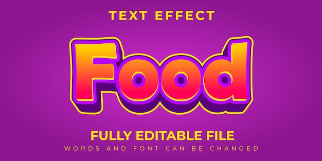 food gradation text effect design with purple background