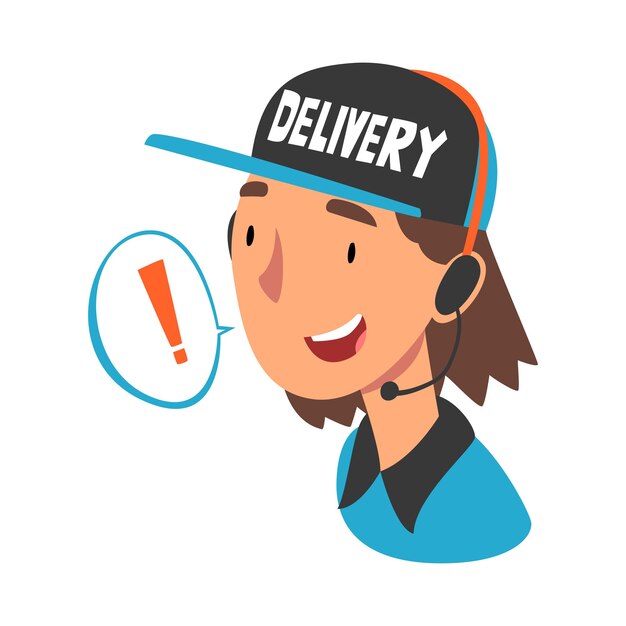 Food Online Order and Delivery Service Female Call Center Operator in Headset Accepting Order from Client Cartoon Style Vector Illustration