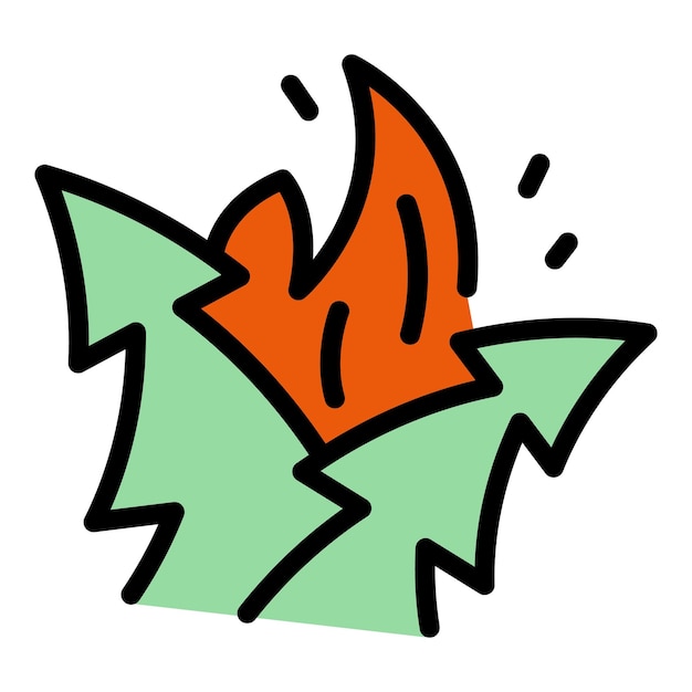 Forest on fire icon Outline forest on fire vector icon for web design isolated on white background color flat