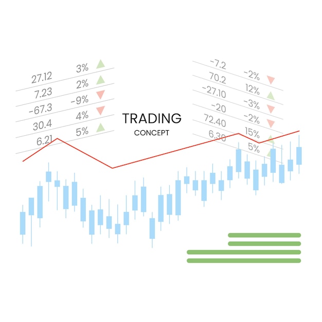 forex trading graph stock price increase and down on background for business and financial concepts reports and investment flat vector illustration isolated