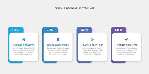 Four Options Square Infographic Template Design