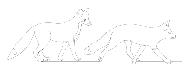 fox continuous line drawing sketch vector