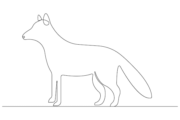 fox continuous one line drawing vector illustration