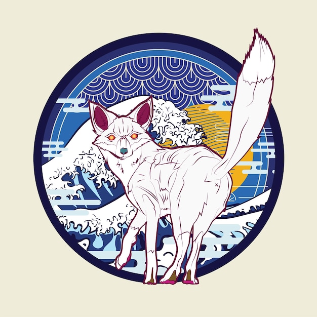 fox illustration with japanese style for kaijune event